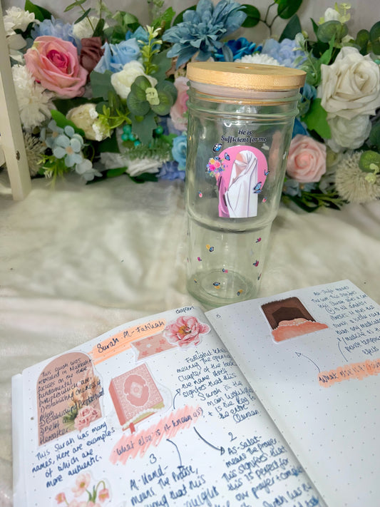 Islamic bamboo glass handle mug